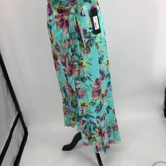 NWT  Marciano Paloma floral turquoise Ruffle Midi Skirt S (match top listed too) - Picture 9 of 15
